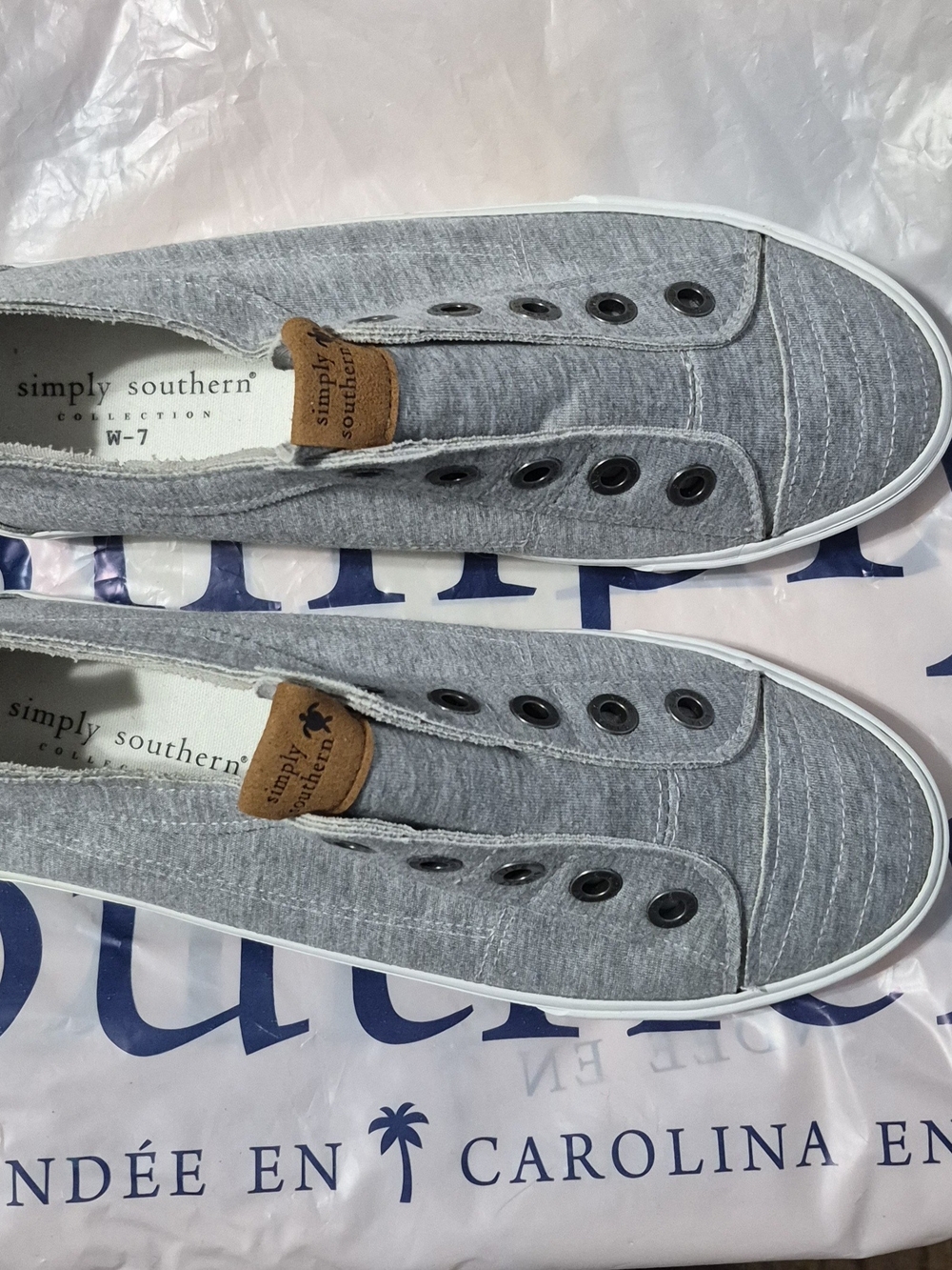 Simply Southern Women's Slip-On Sneakers in Heather Gray Canvas
